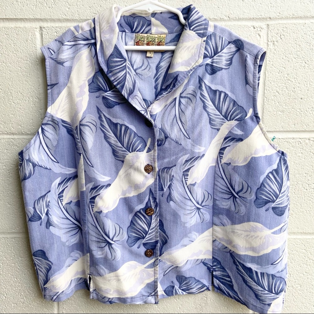 Vintage Blue Hawaiian Print Tank